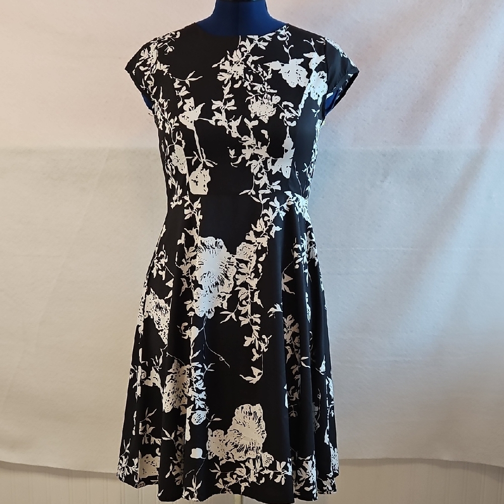 Elegant Black and White Floral Dress